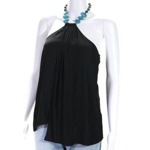 RAMY BROOKE Elegant Halter Tank Blue Green Black Beaded Hook Polyester XXS
